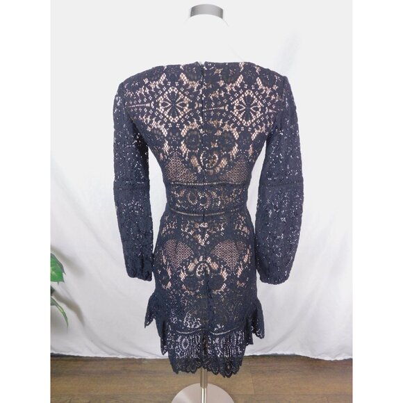 BB Dakota 0 Black Lace Plunge V-Neck Mini Dress - Picture 7 of 12